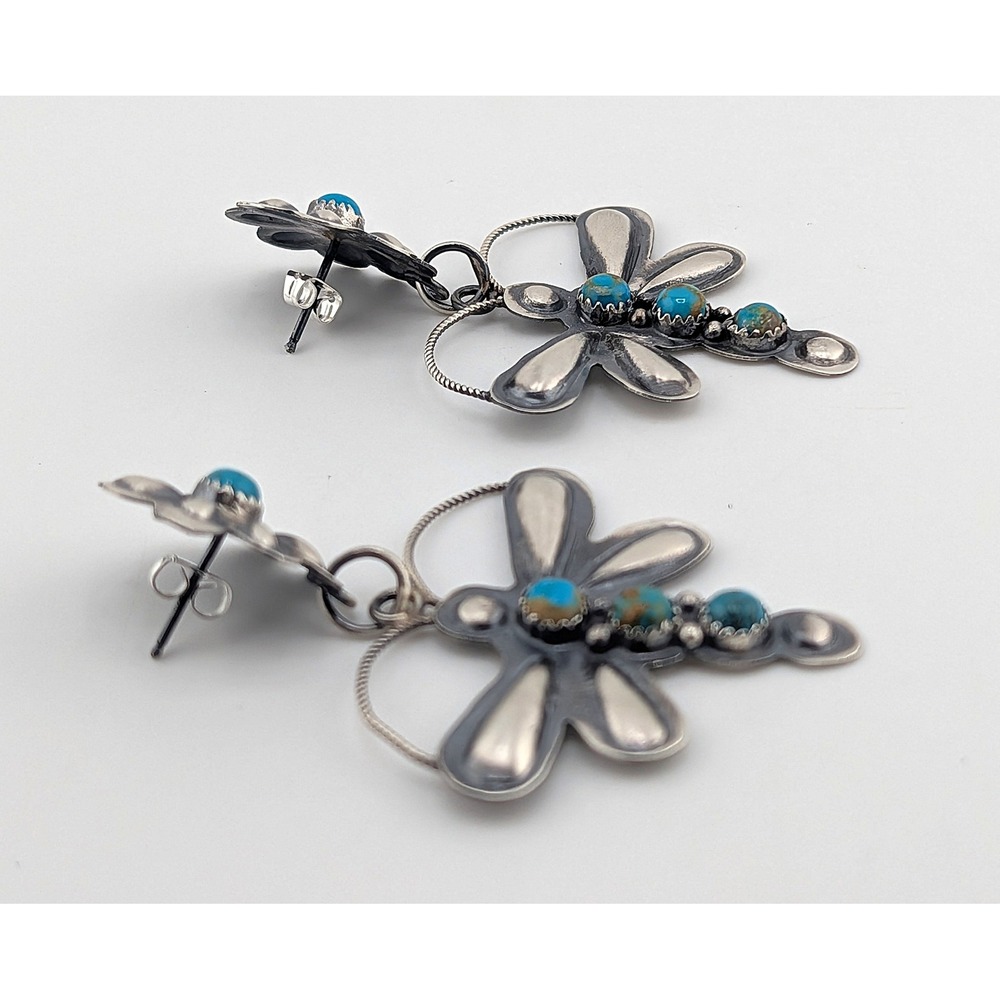 Navajo Earrings Dangle Dragonfly Signed Southwest Jewelry Native American *** - Picture 9 of 9